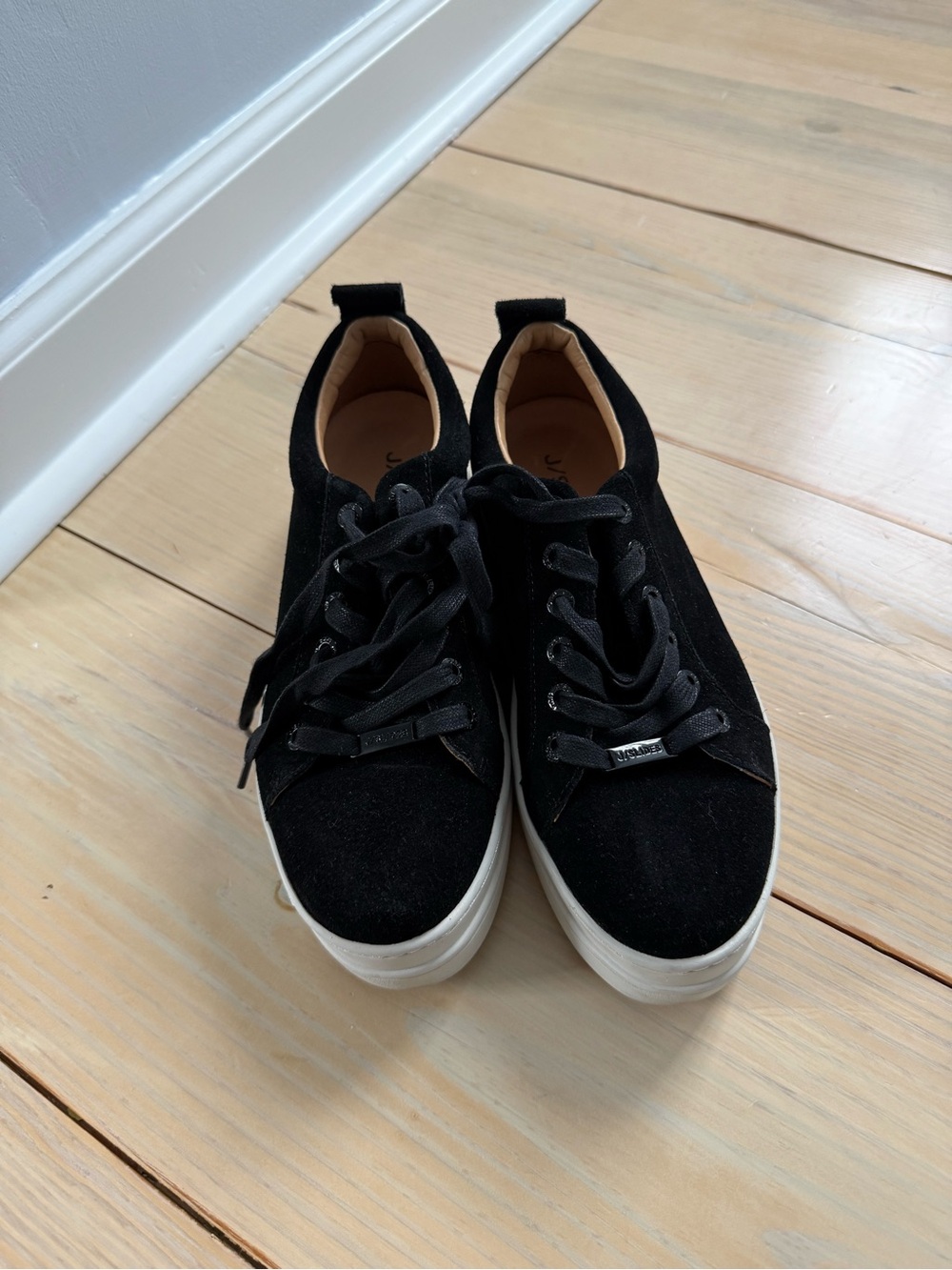 J/SLIDES Black Suede Lace-Up Women's Sneakers